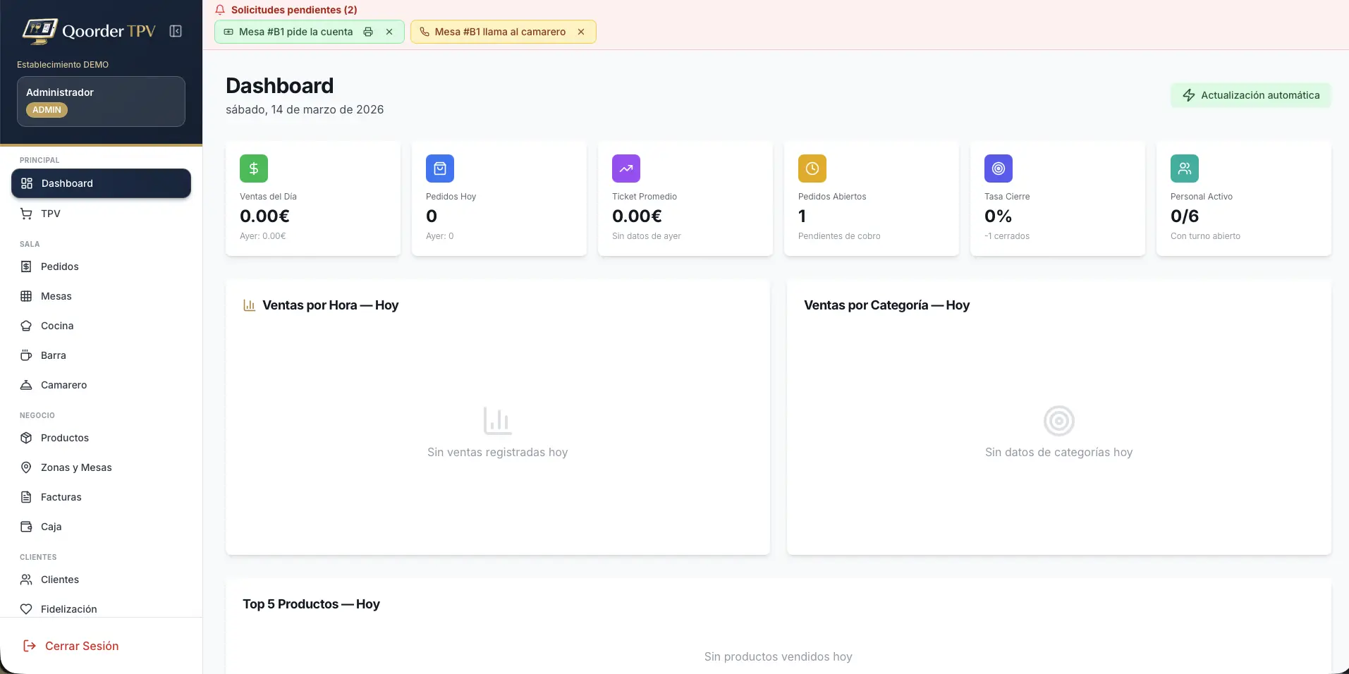 Captura de TPV Bares